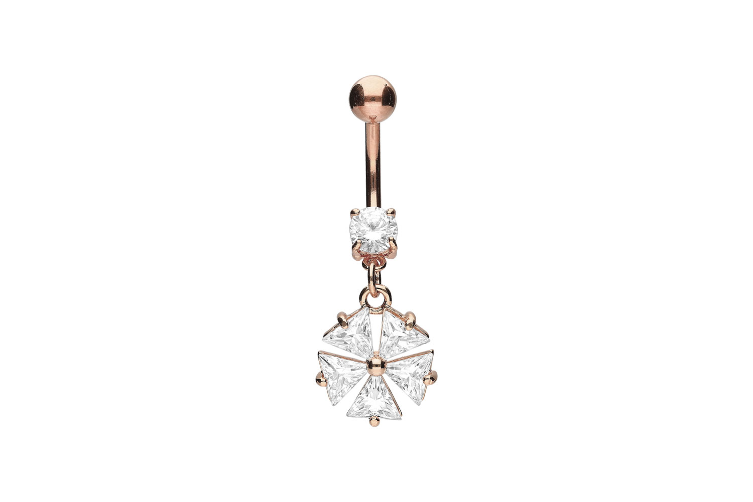 Chirurgenstahl Bananabell Piercing mit Brass-Design EISKRISTALL ++SALE++